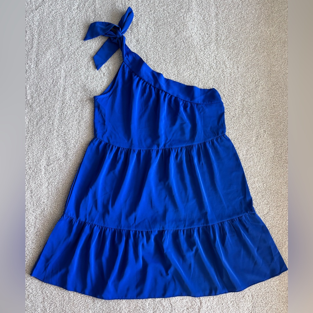 Allegra K One-Shoulder Royal Blue Tiered Midi Sundress